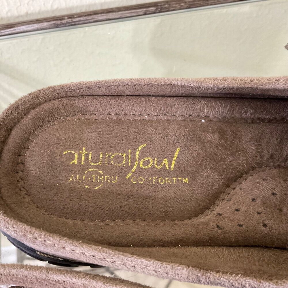 Natural Soul by Naturalizer Comfort Mules Size 7.5 M Women’s Brown Suede Slip On - Picture 6 of 11
